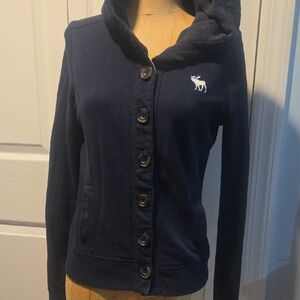Abercrombie & Fitch Dark Blue Button-Up Hoodie